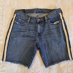 Abercrombie Fitch Raw Hem Pinstriped Denim Shorts 7" Inseam Size 30
